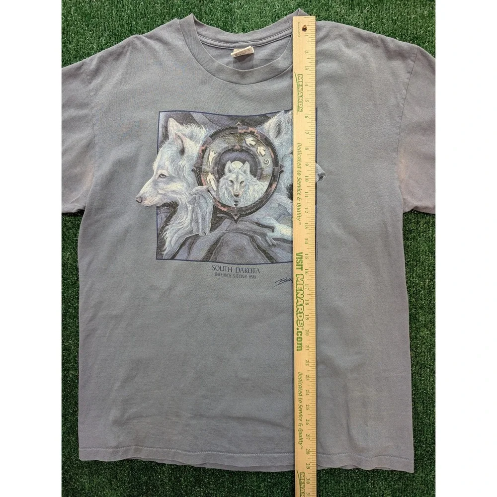Vintage 90s Anvil Wolf South Dakota Badlands Park T-Shirt Men's XL Single Stitch